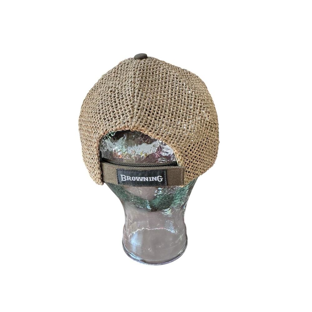 Vintage Browning Buckmark Straw Hat Woven Mesh Cap Hunting Outdoors Hunting - Picture 4 of 6